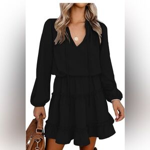 Black long sleeve short dress